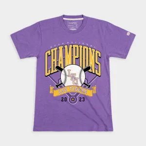 LSU 2023 NCAA Baseball Champs Purple Tee