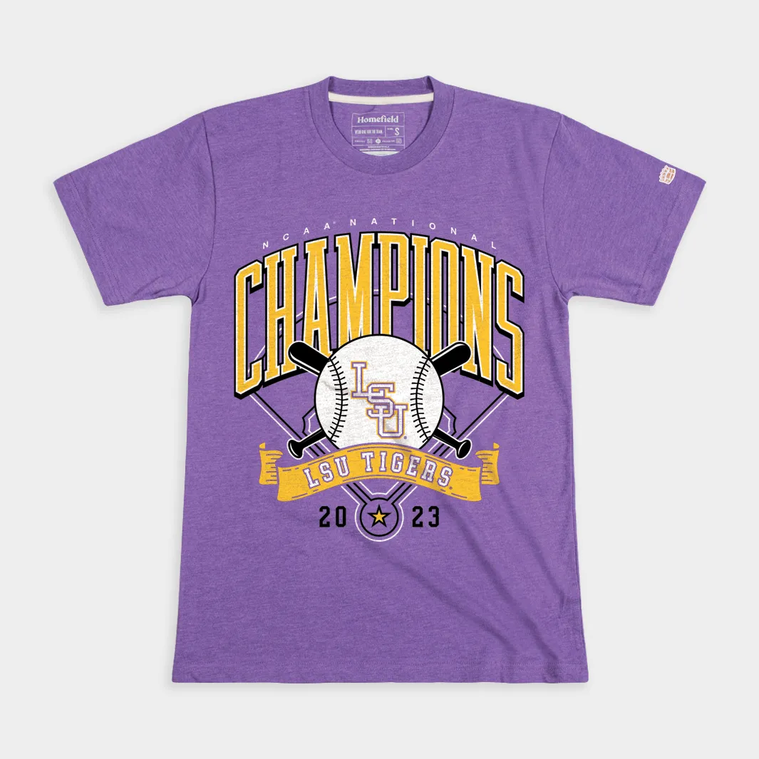 LSU 2023 NCAA Baseball Champs Purple Tee