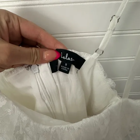 Lulus Layer On the Love White Tiered Lace Sleeveless Mini Dress