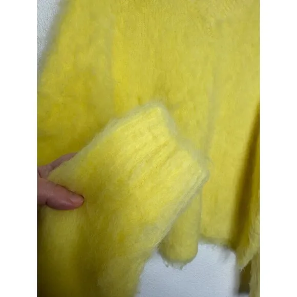 Madewell Size M Brushed V-Neck Sweater Heather Lemon Pullover Alpaca Wool NWT