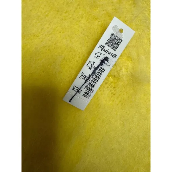 Madewell Size M Brushed V-Neck Sweater Heather Lemon Pullover Alpaca Wool NWT