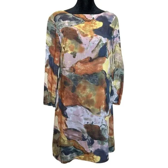 Maeve x Anthropologie Elenora Watercolor Shift Dress Indie Hippie Festival Retro