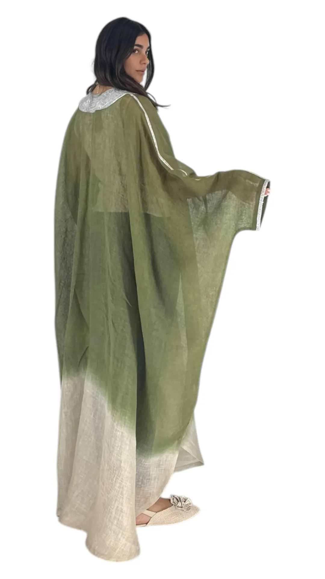 Malaga khaki/silver abaya