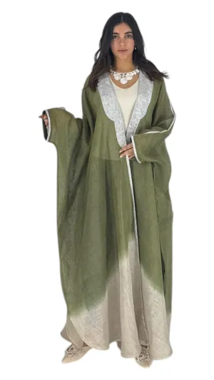 Malaga khaki/silver abaya