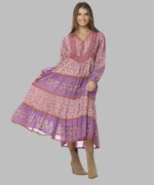 Marilou Printed Dress Long Sleeves Pink