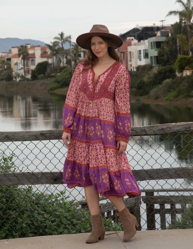 Marilou Printed Dress Long Sleeves Pink