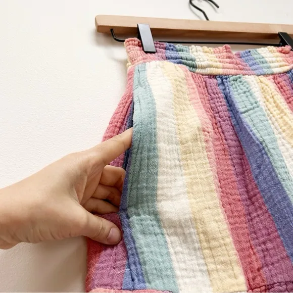 Marine Layer Corinne Prairie Maxi Skirt Bold Rainbow Stripe Pride Festival sz M