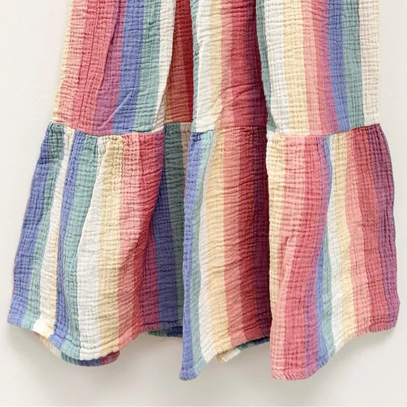 Marine Layer Corinne Prairie Maxi Skirt Bold Rainbow Stripe Pride Festival sz M