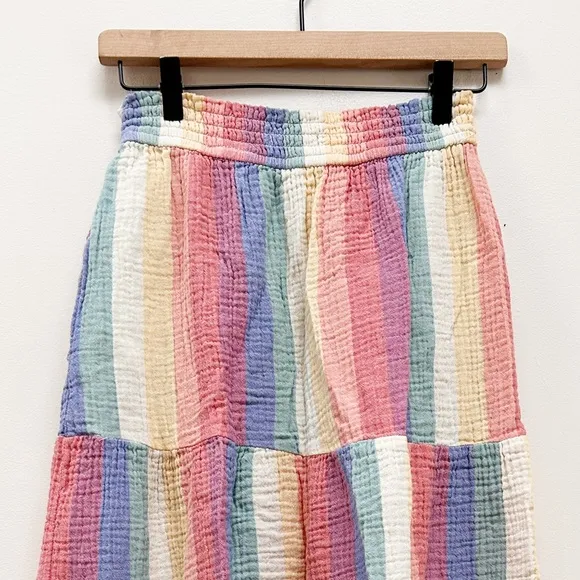 Marine Layer Corinne Prairie Maxi Skirt Bold Rainbow Stripe Pride Festival sz M