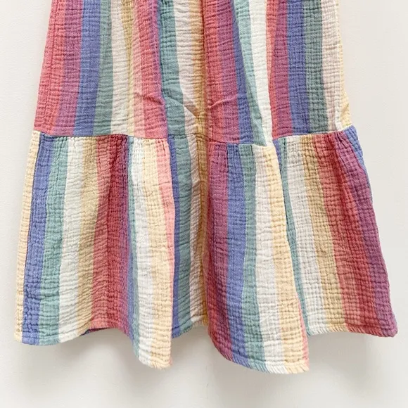 Marine Layer Corinne Prairie Maxi Skirt Bold Rainbow Stripe Pride Festival sz M