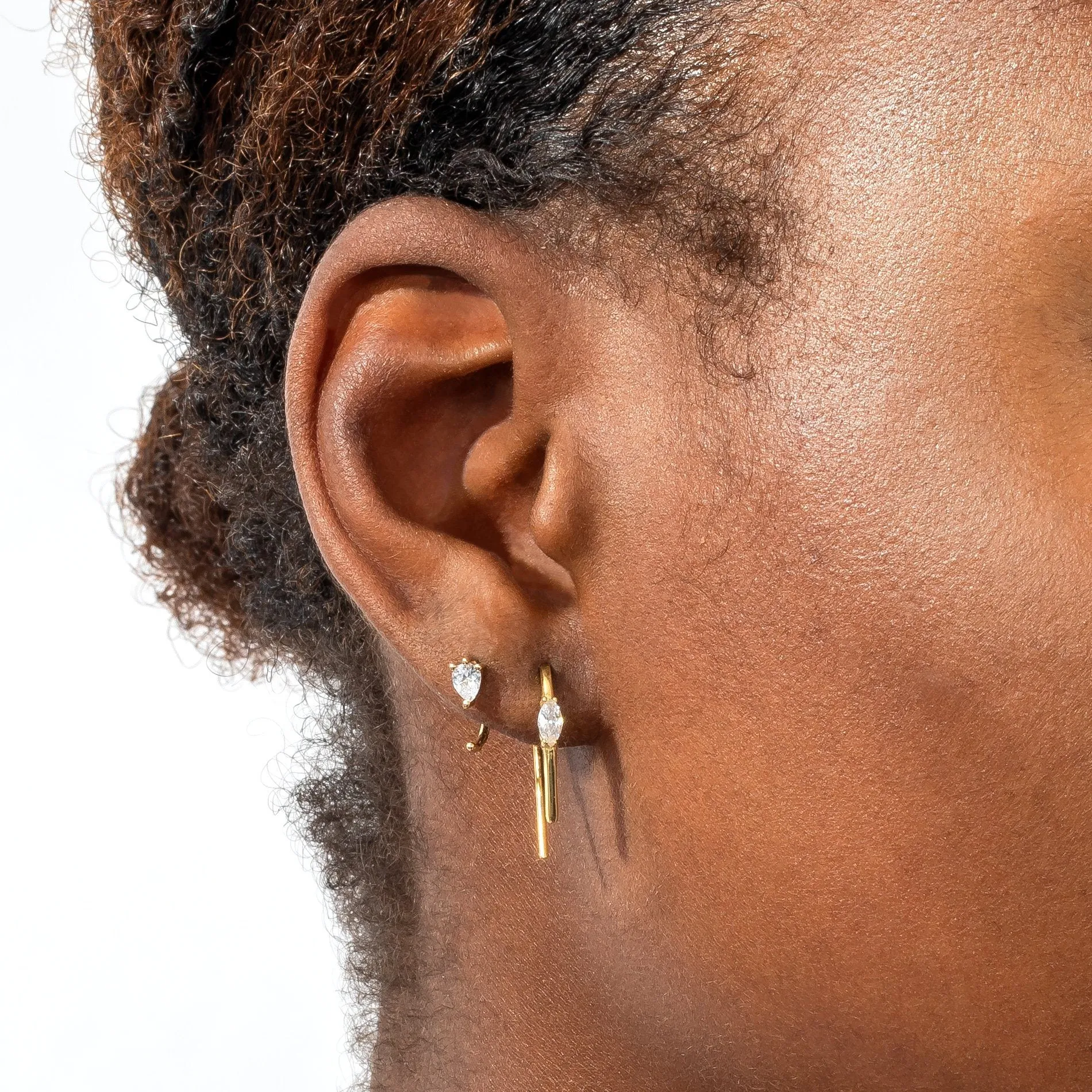 Marquise CZ Stone Threader Earring
