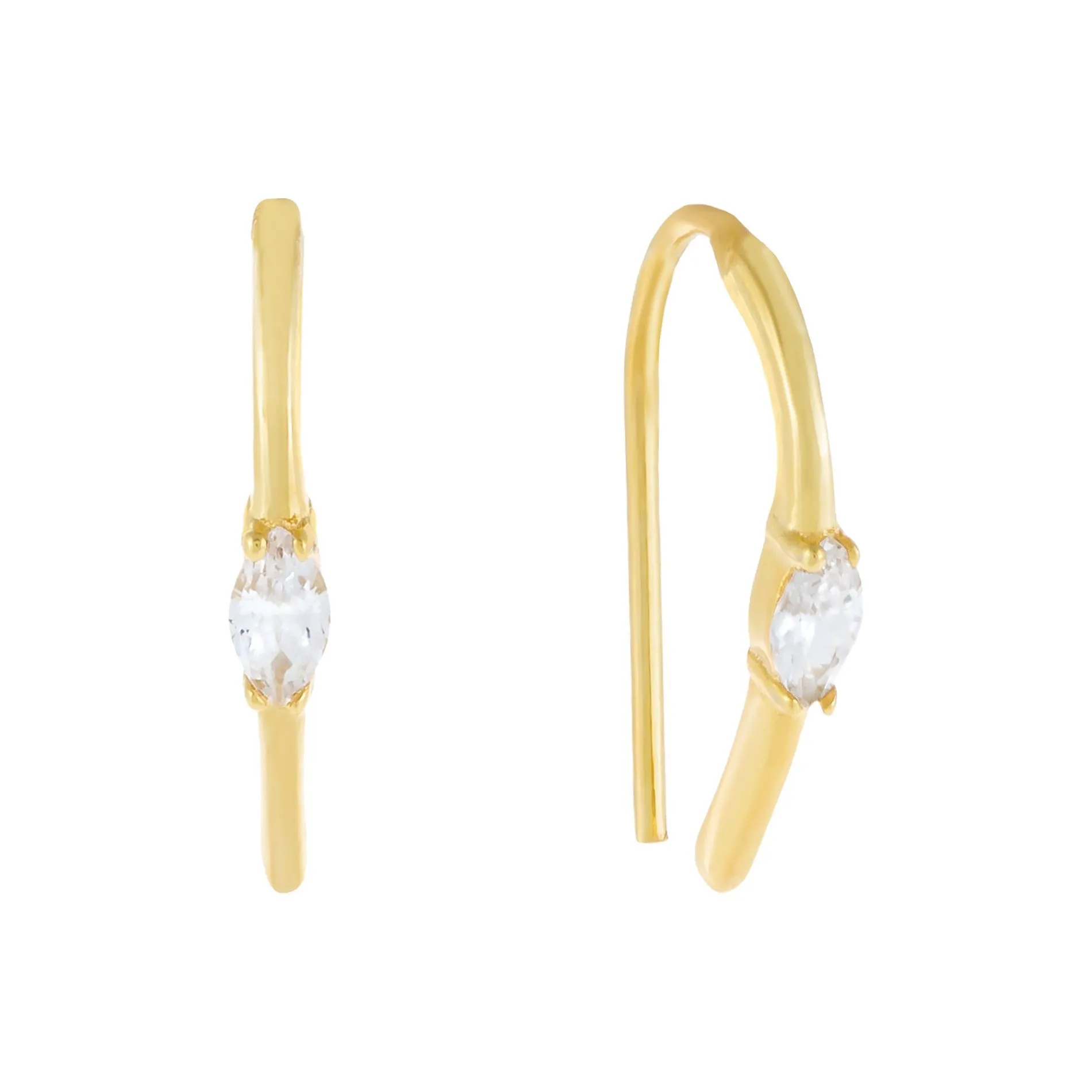 Marquise CZ Stone Threader Earring