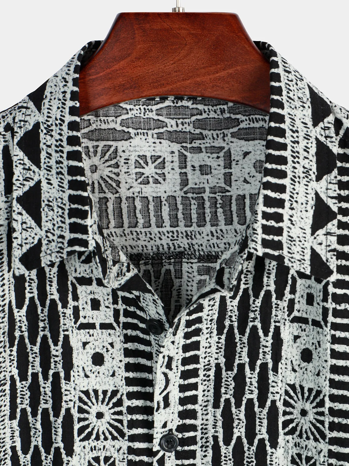 Men's Casual Boho Button Up Short Sleeve Shirt