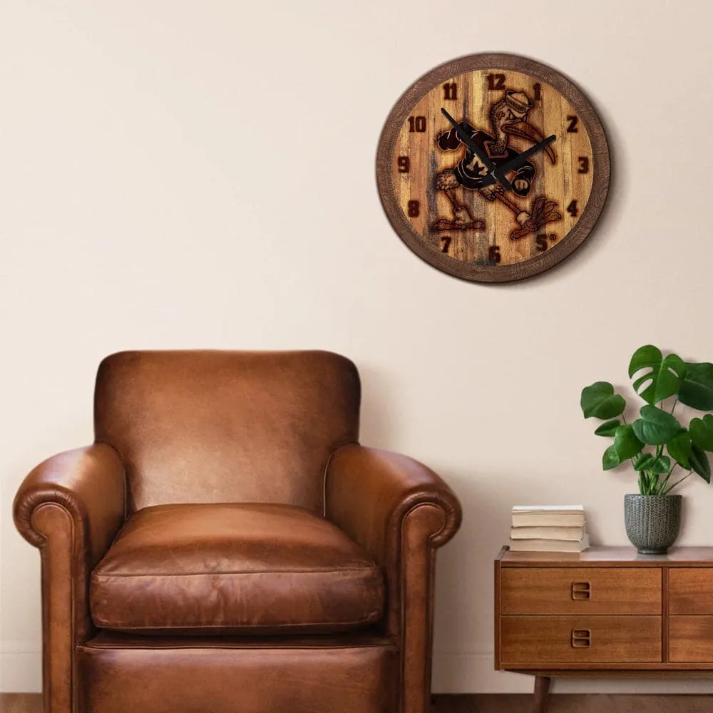 Miami Hurricanes: Mascot - Branded "Faux" Barrel Top Wall Clock