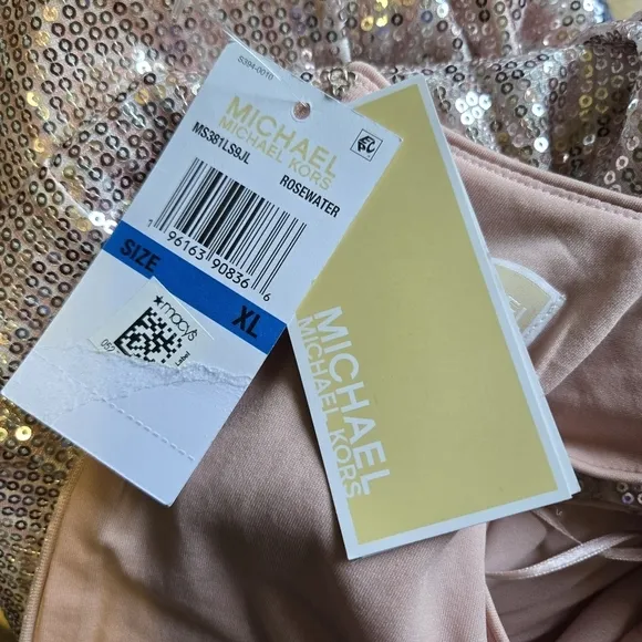 Michael Kors Pink Zebra Sequin Bodycon Party Dress Size XL NWT 70s Retro Disco