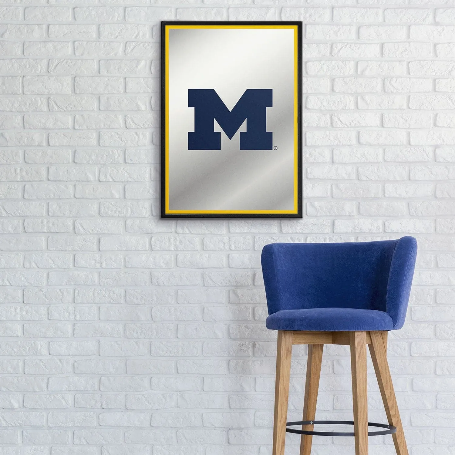 Michigan Wolverines: Block M - Framed Mirrored Wall Sign