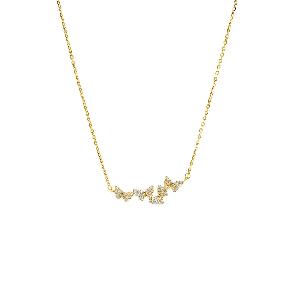 Mini Triple Pave Butterfly Necklace