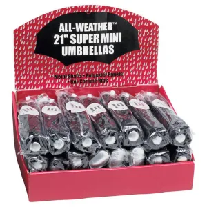 Mini-Umbrellas GFUMLTBP All-Weather 24 piece Set of Black Umbrellas in Display Box
