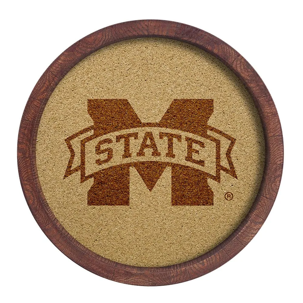 Mississippi State Bulldogs: "Faux" Barrel Framed Cork Board