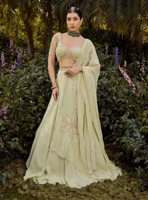 Mistara pista green lehenga set