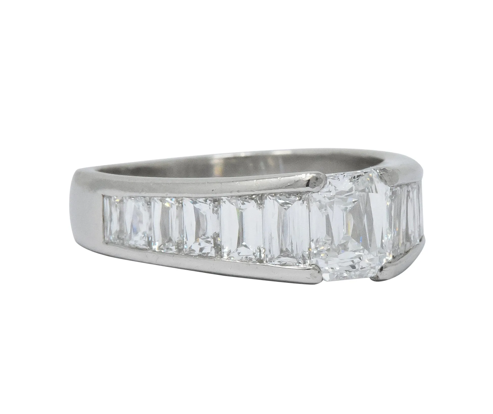Modern 2.52 CTW Crisscut Diamond Platinum Engagement Ring GIA