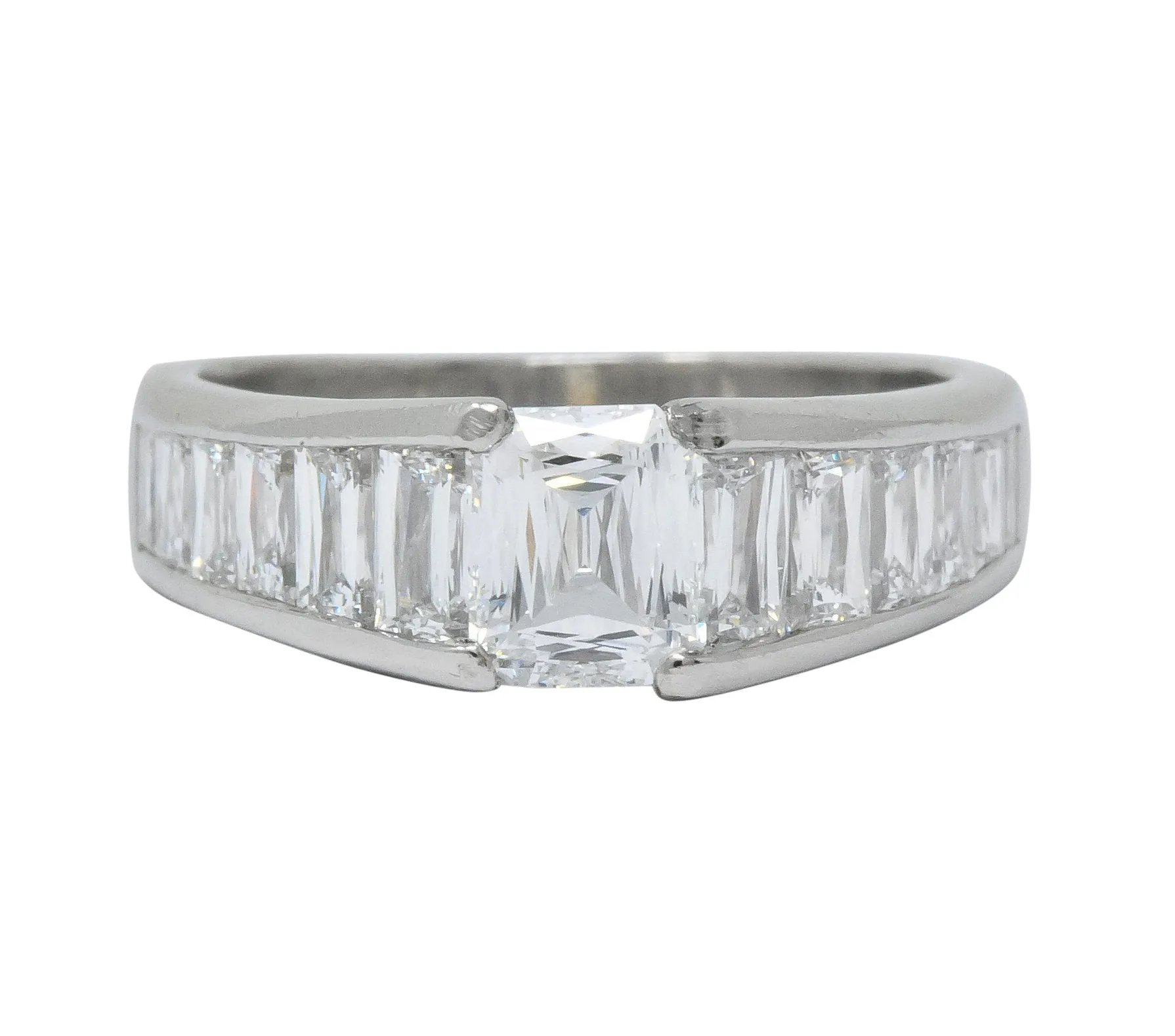 Modern 2.52 CTW Crisscut Diamond Platinum Engagement Ring GIA
