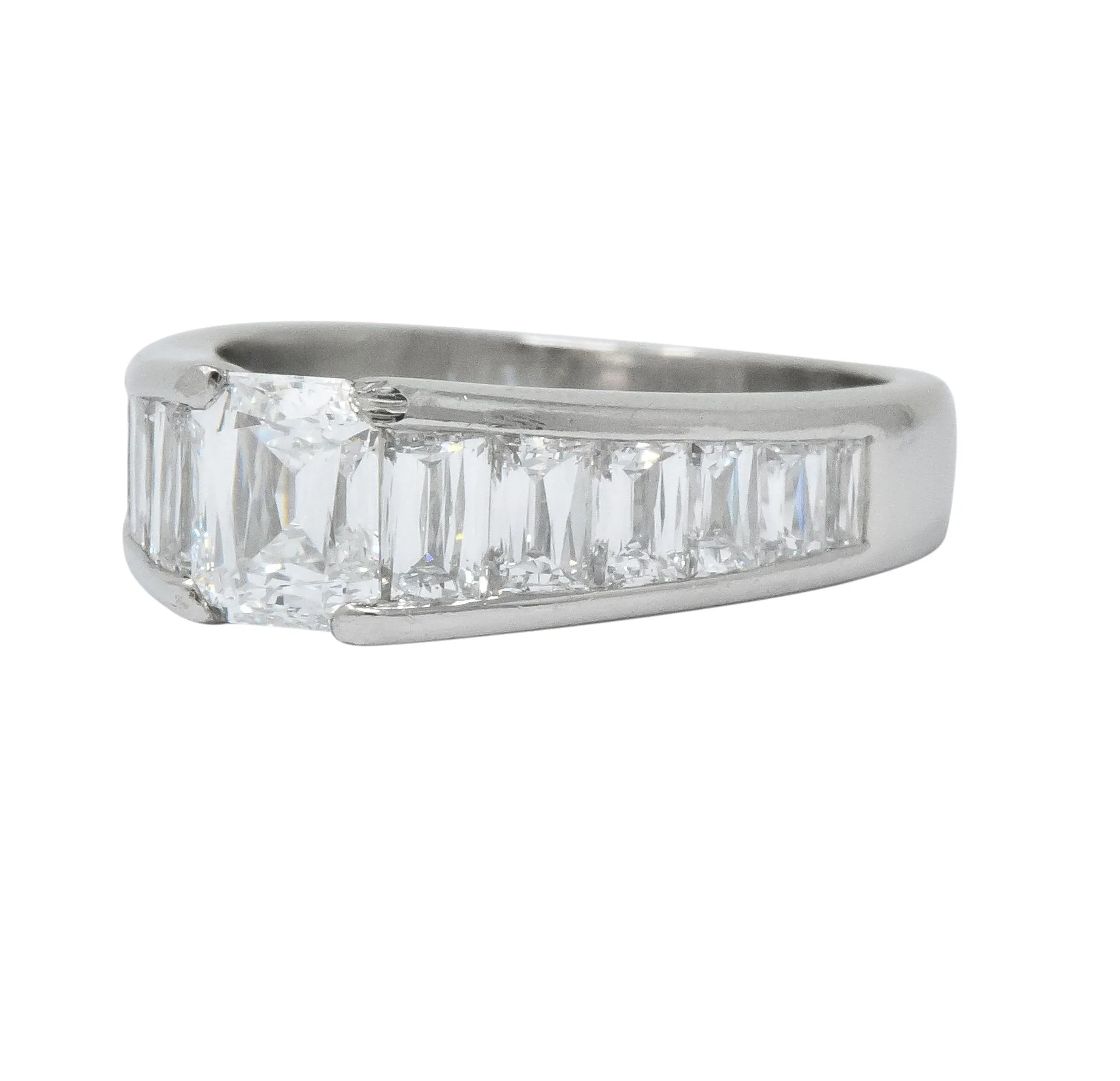Modern 2.52 CTW Crisscut Diamond Platinum Engagement Ring GIA