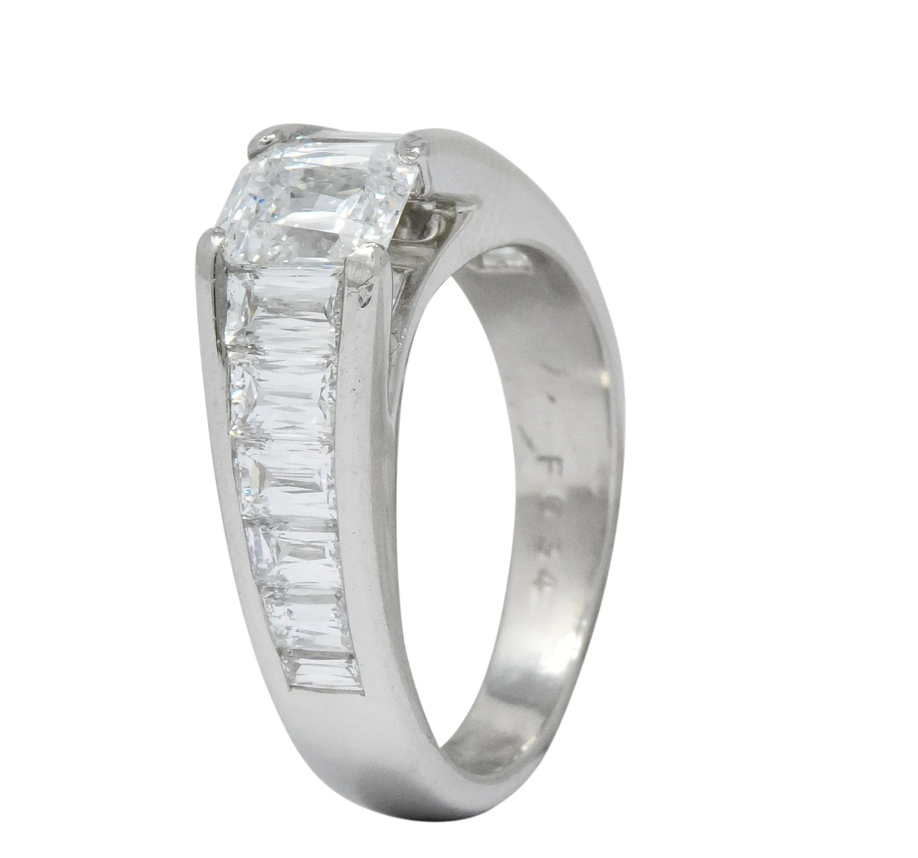 Modern 2.52 CTW Crisscut Diamond Platinum Engagement Ring GIA