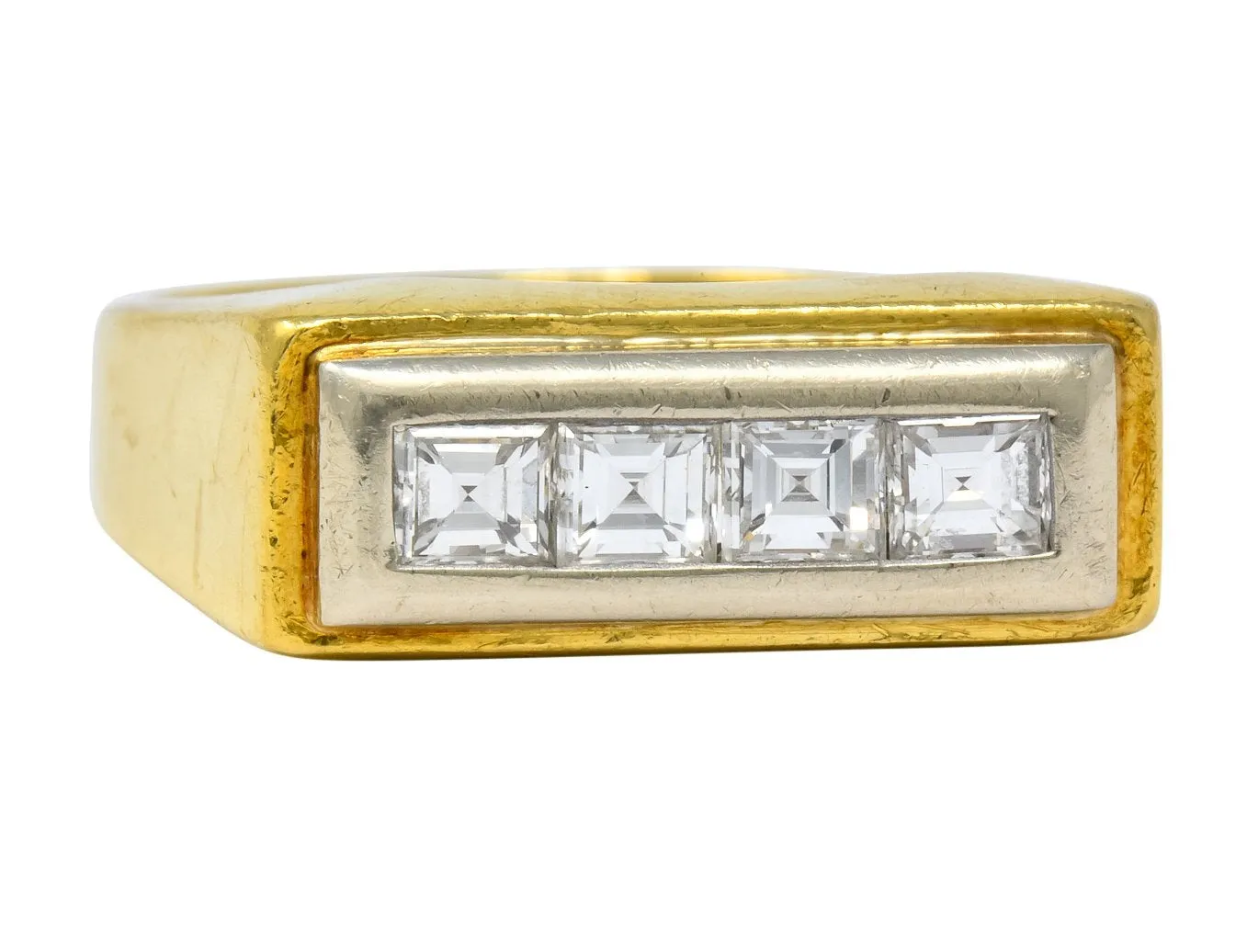 Modernist 0.72 CTW Diamond Unisex 18 Karat Gold Platinum Band Ring