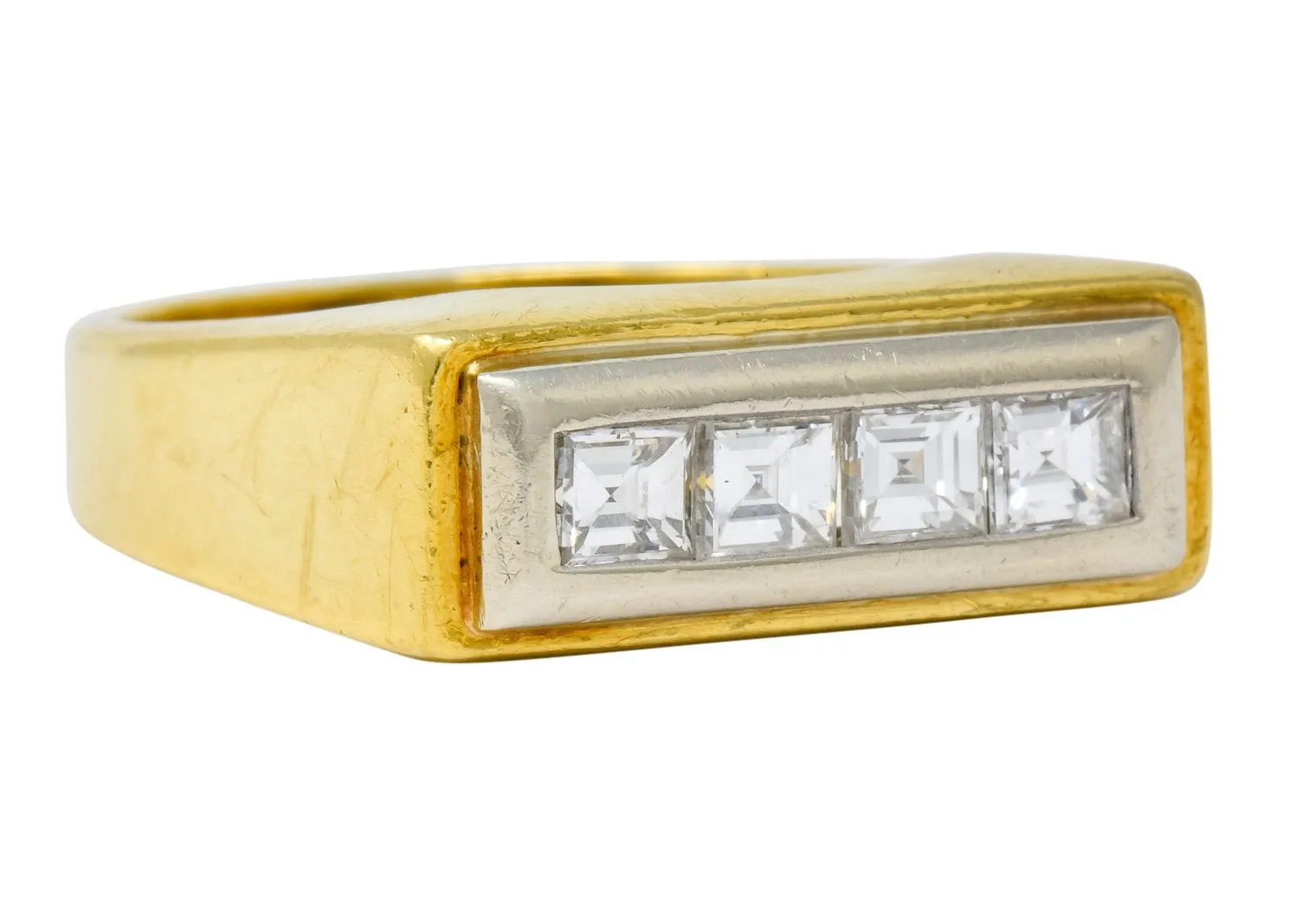 Modernist 0.72 CTW Diamond Unisex 18 Karat Gold Platinum Band Ring