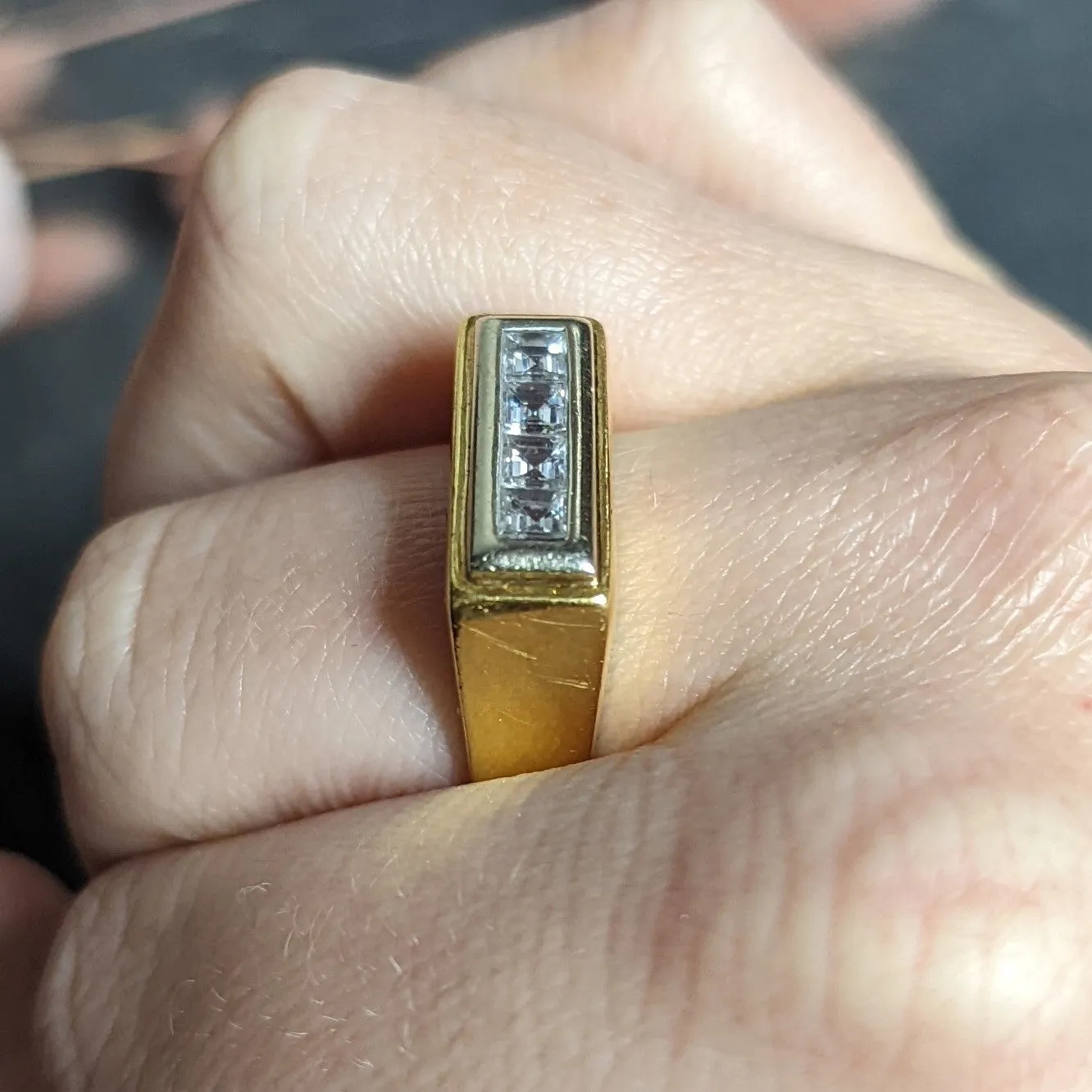 Modernist 0.72 CTW Diamond Unisex 18 Karat Gold Platinum Band Ring