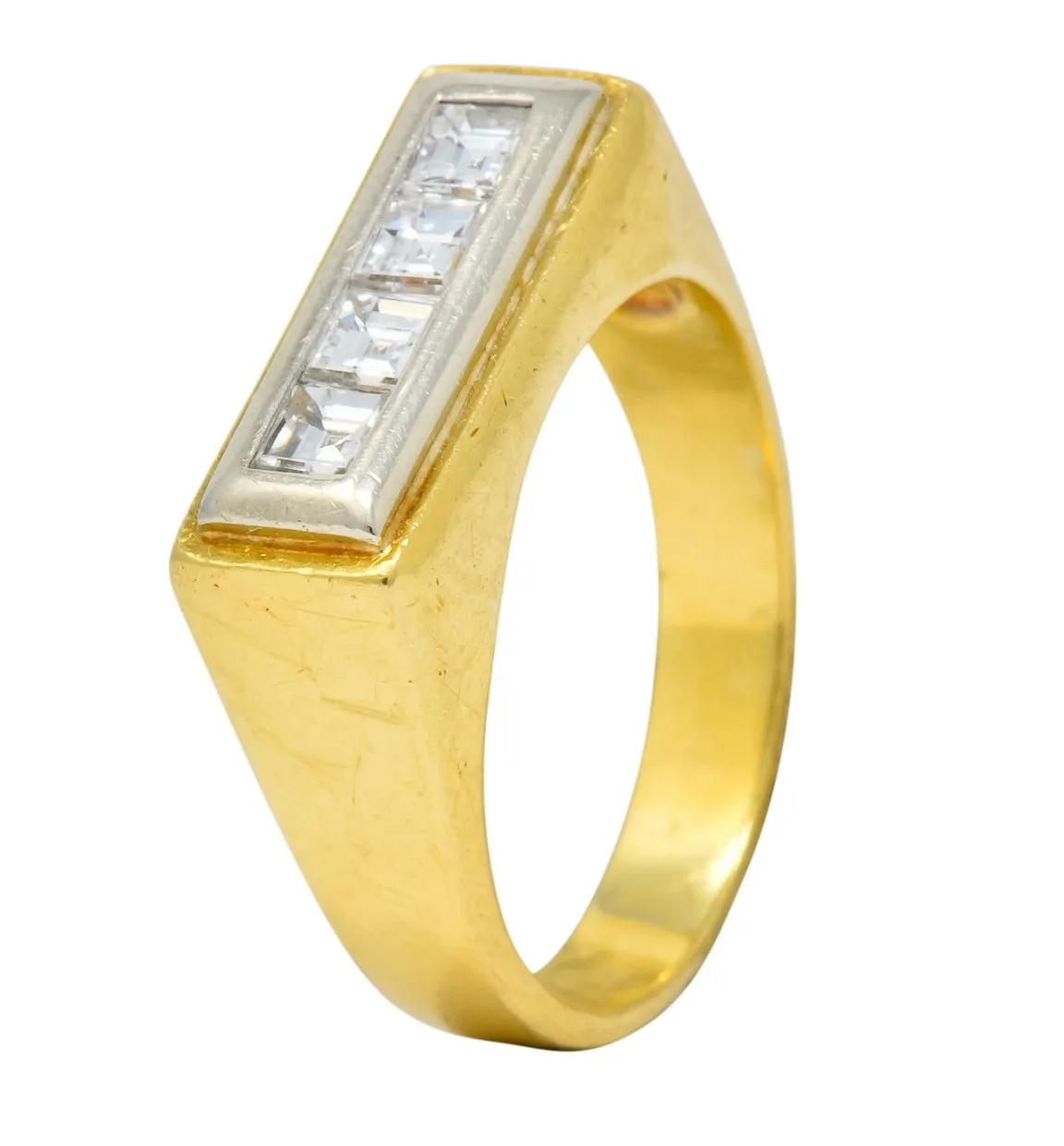 Modernist 0.72 CTW Diamond Unisex 18 Karat Gold Platinum Band Ring