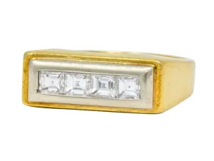 Modernist 0.72 CTW Diamond Unisex 18 Karat Gold Platinum Band Ring
