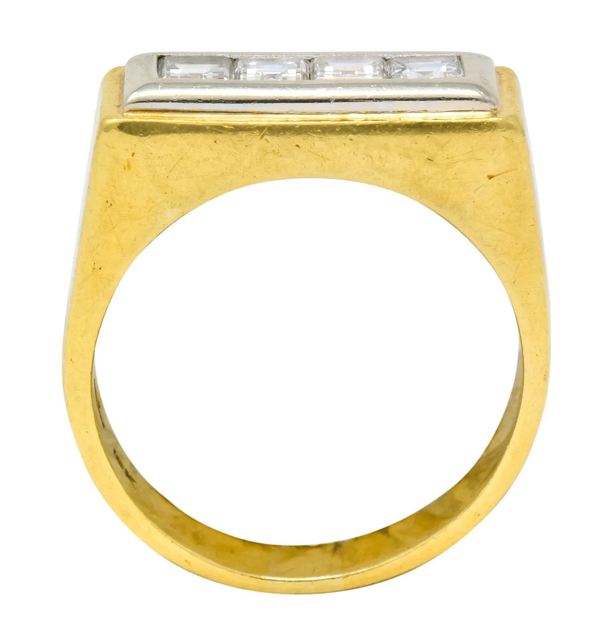 Modernist 0.72 CTW Diamond Unisex 18 Karat Gold Platinum Band Ring