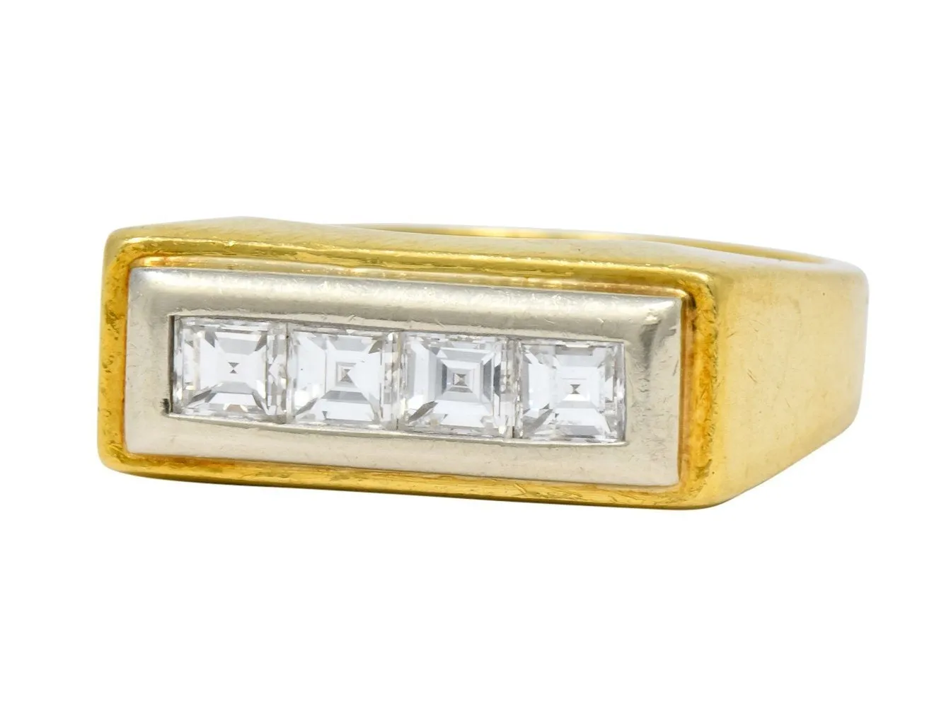 Modernist 0.72 CTW Diamond Unisex 18 Karat Gold Platinum Band Ring