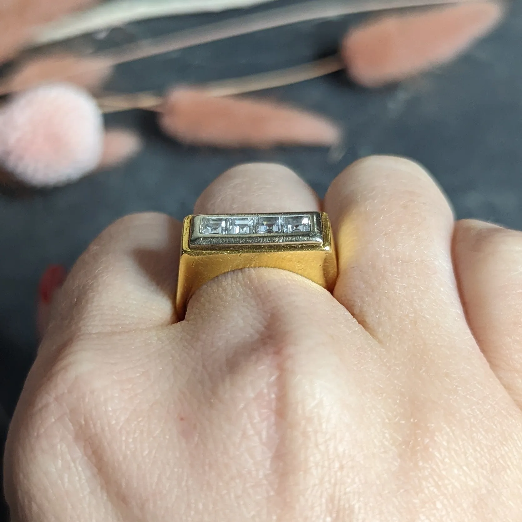 Modernist 0.72 CTW Diamond Unisex 18 Karat Gold Platinum Band Ring