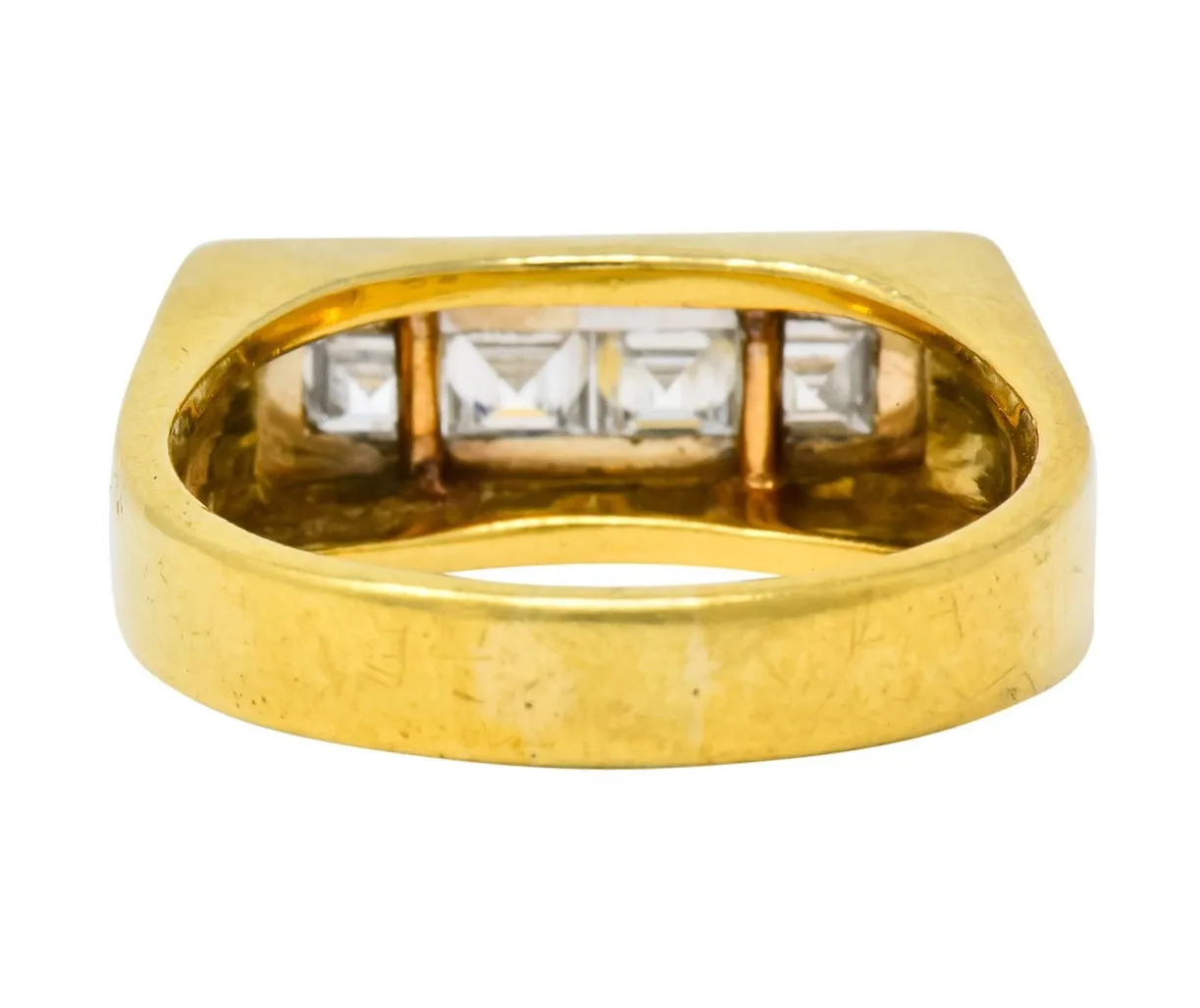 Modernist 0.72 CTW Diamond Unisex 18 Karat Gold Platinum Band Ring