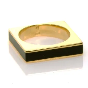 Modernist 14kt Black Onyx Square Ring
