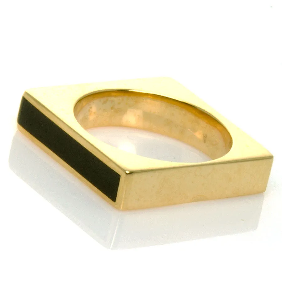 Modernist 14kt Black Onyx Square Ring