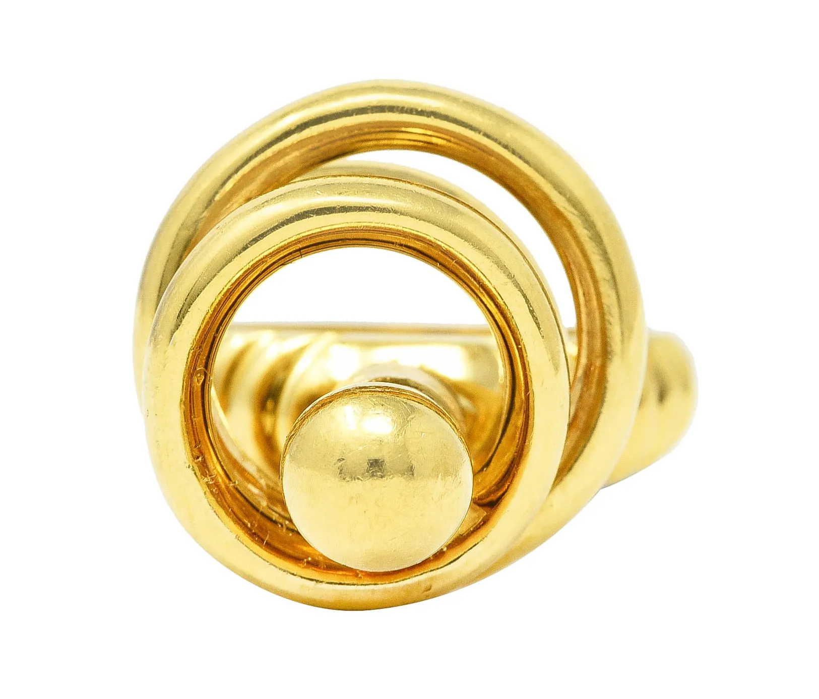Modernist 1960's 18 Karat Yellow Gold Kinetic Spinning Vintage Fidget Statement Ring