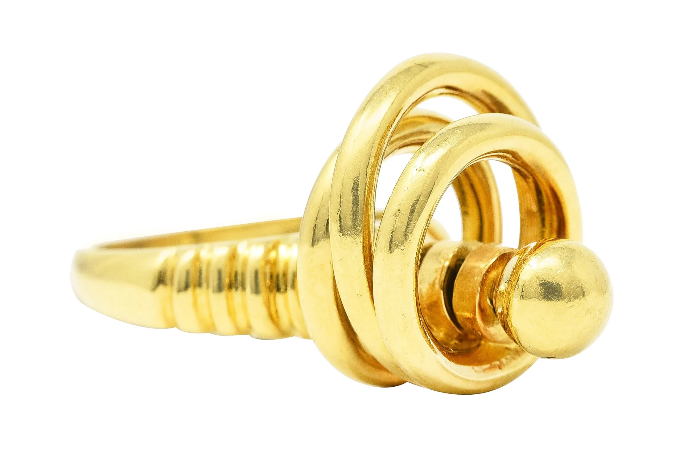 Modernist 1960's 18 Karat Yellow Gold Kinetic Spinning Vintage Fidget Statement Ring