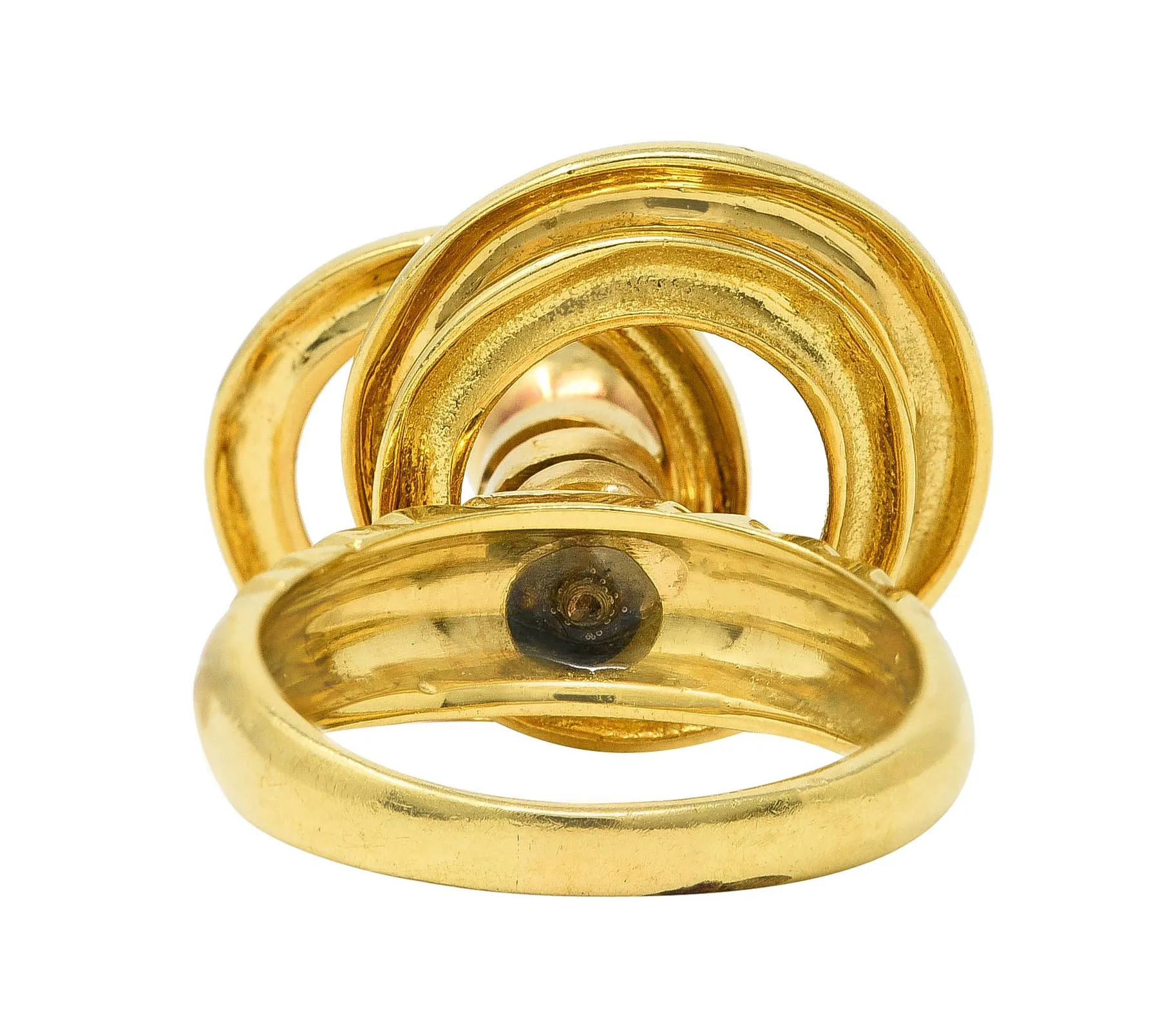 Modernist 1960's 18 Karat Yellow Gold Kinetic Spinning Vintage Fidget Statement Ring