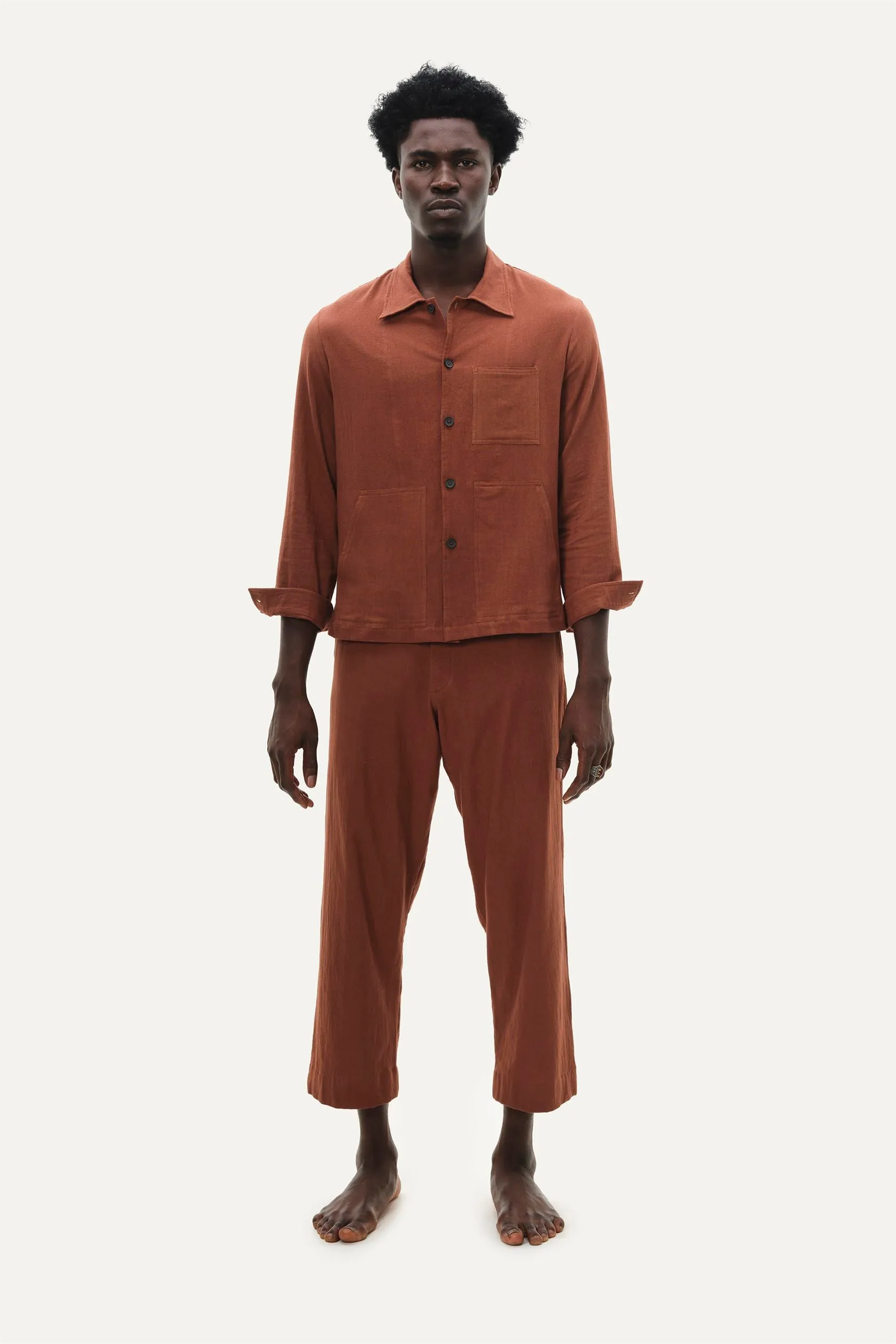 Naushad Ali I Classic collar shirt Pinstripe Signature Spring Summer 2025 100% Handwoven cotton Grey NA SS24 M06