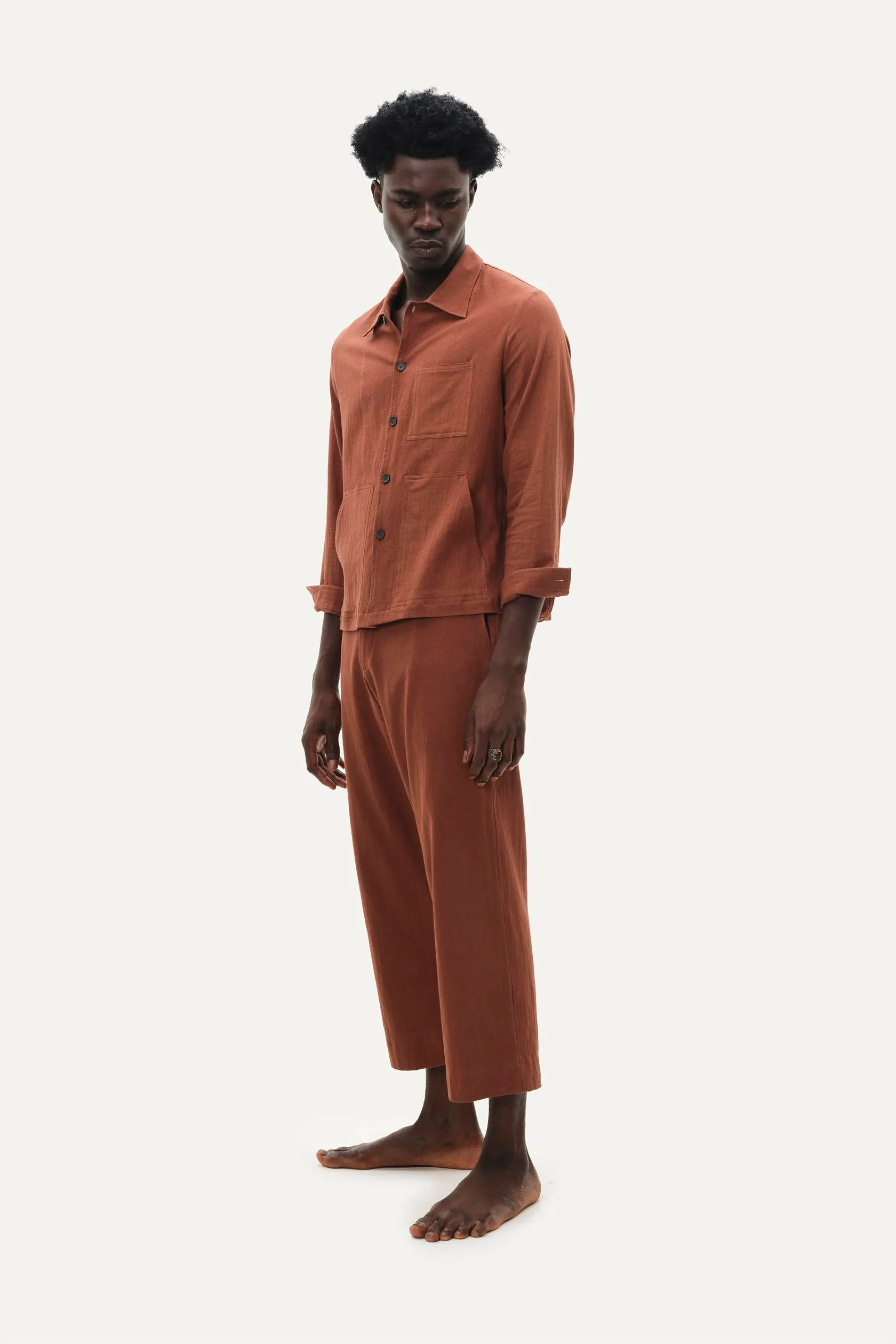 Naushad Ali I Classic collar shirt Pinstripe Signature Spring Summer 2025 100% Handwoven cotton Grey NA SS24 M06
