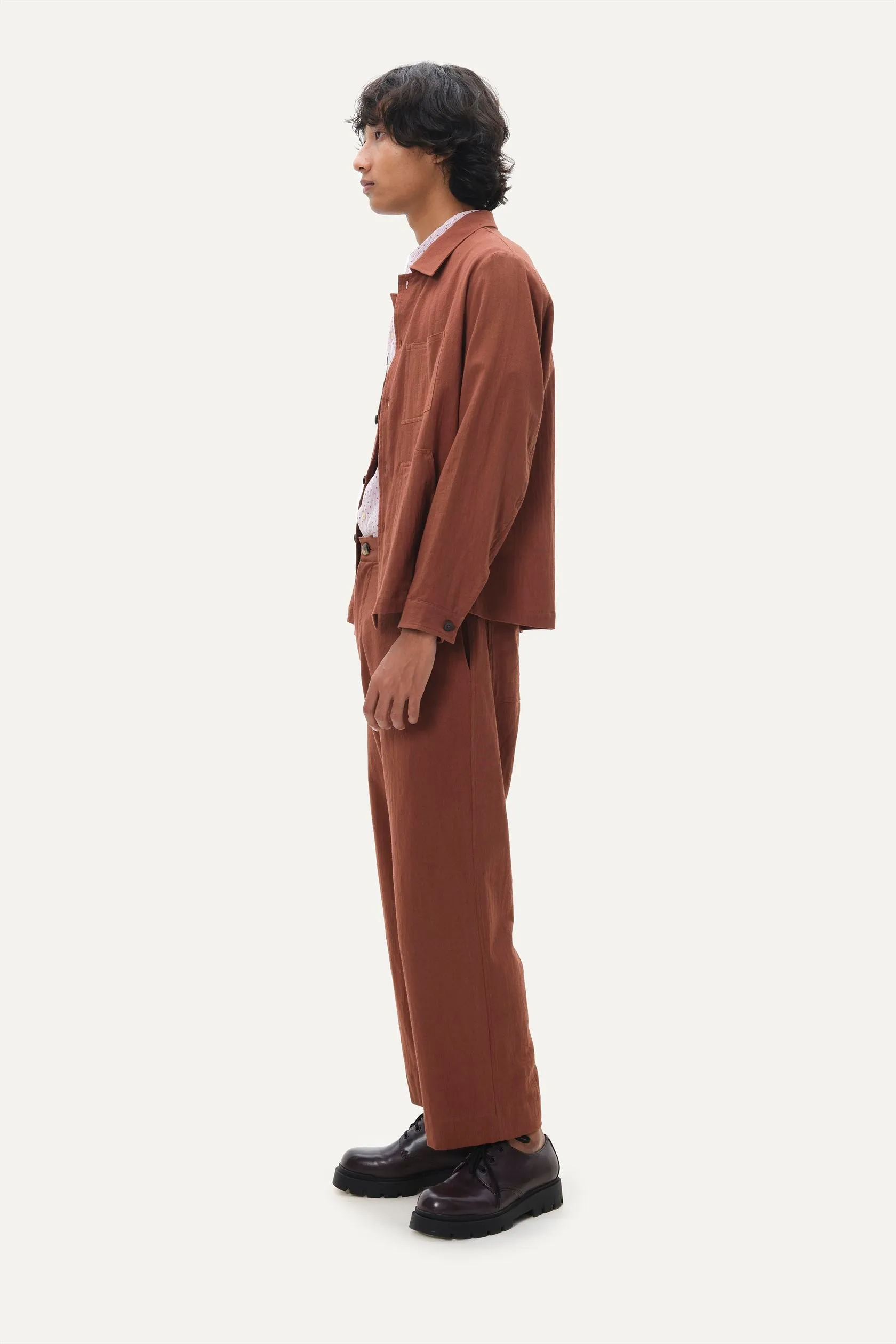 Naushad Ali I Patch it up,Button,down shirt Signature Spring Summer 2025 Crushed cotton Toffee Brown NA SS24 M06T