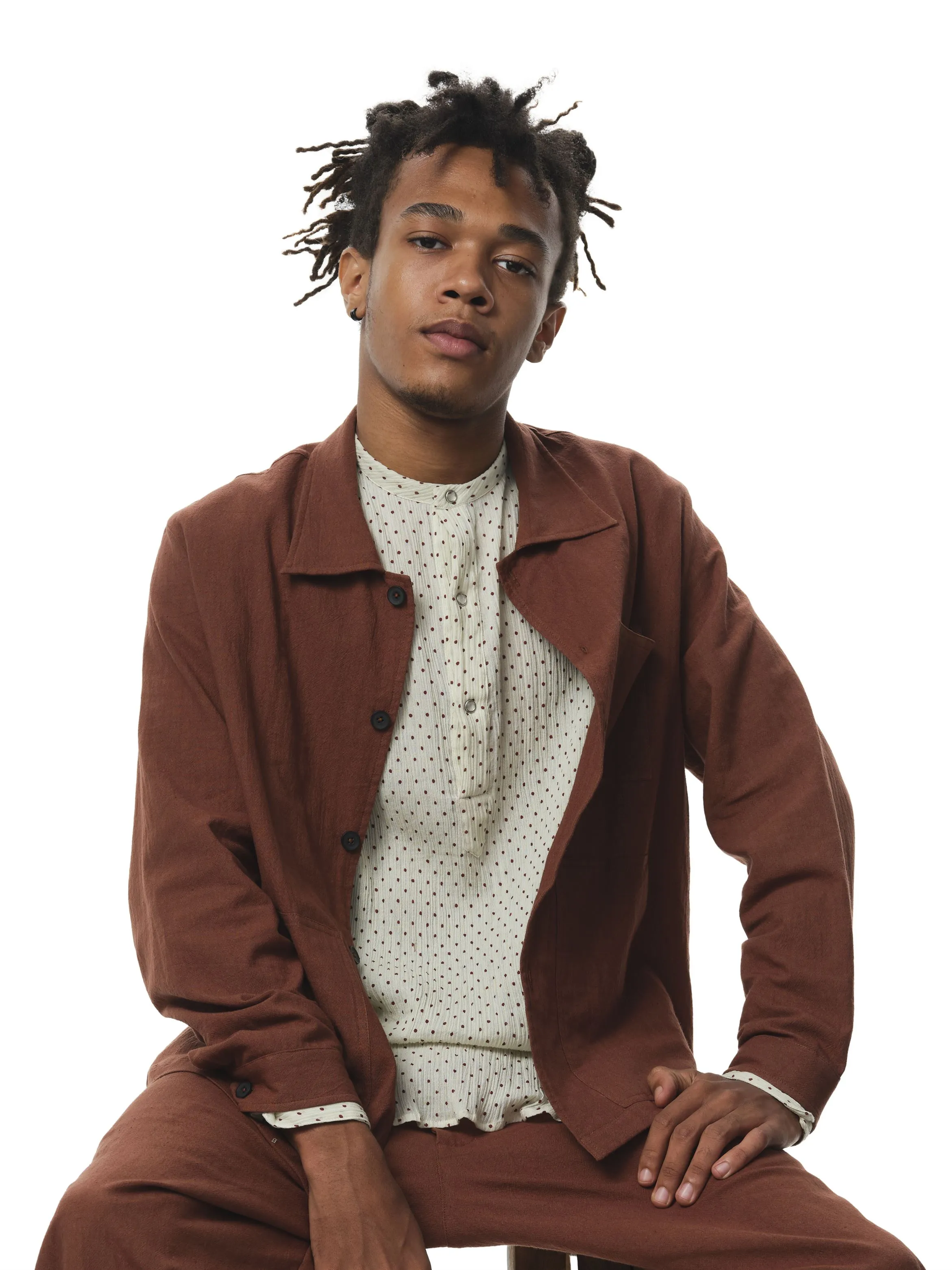 Naushad Ali I Patch it up,Button,down shirt Signature Spring Summer 2025 Crushed cotton Toffee Brown NA SS24 M06T