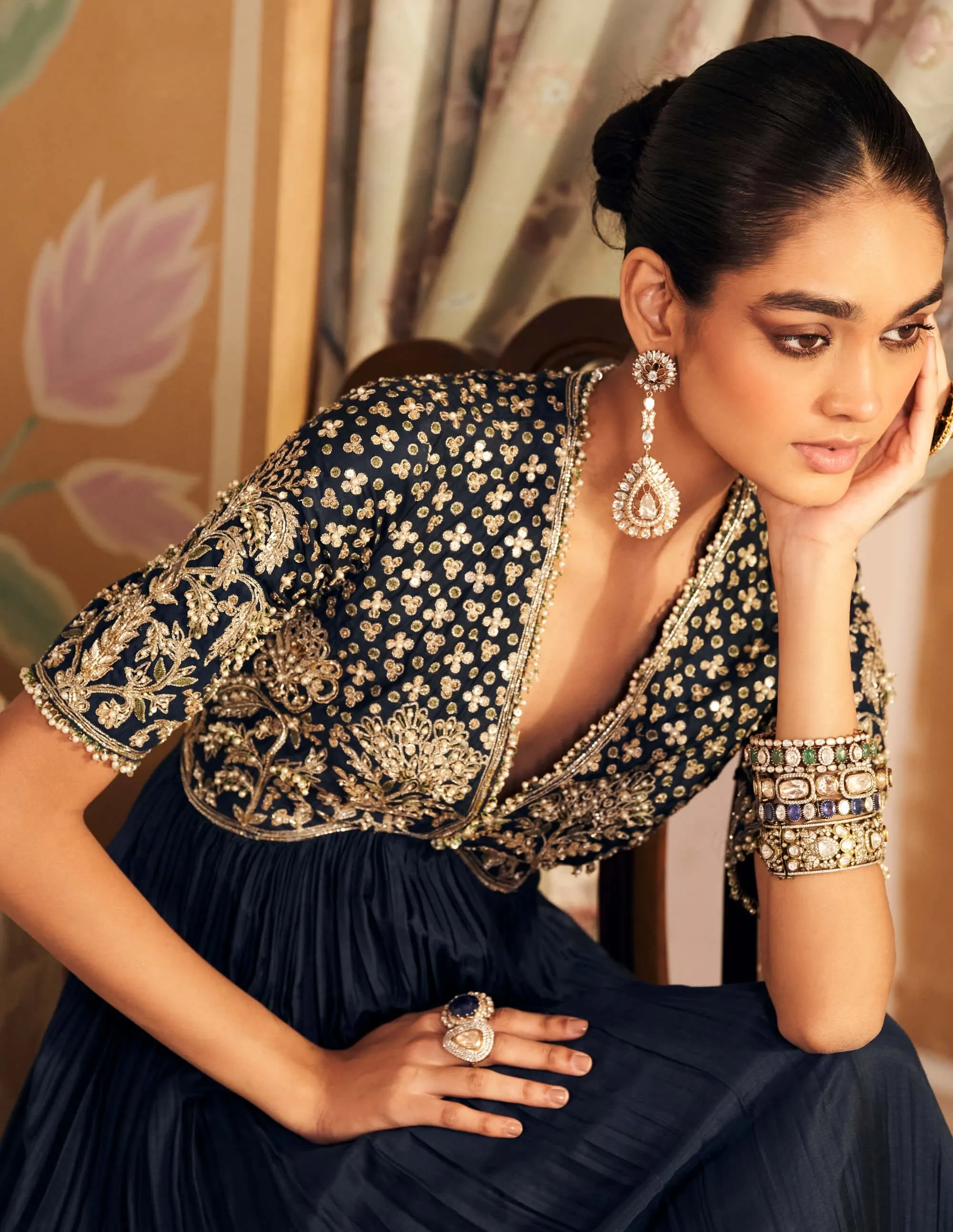 Navy zarqaa anarkali and dupatta