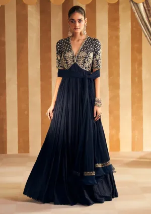 Navy zarqaa anarkali and dupatta