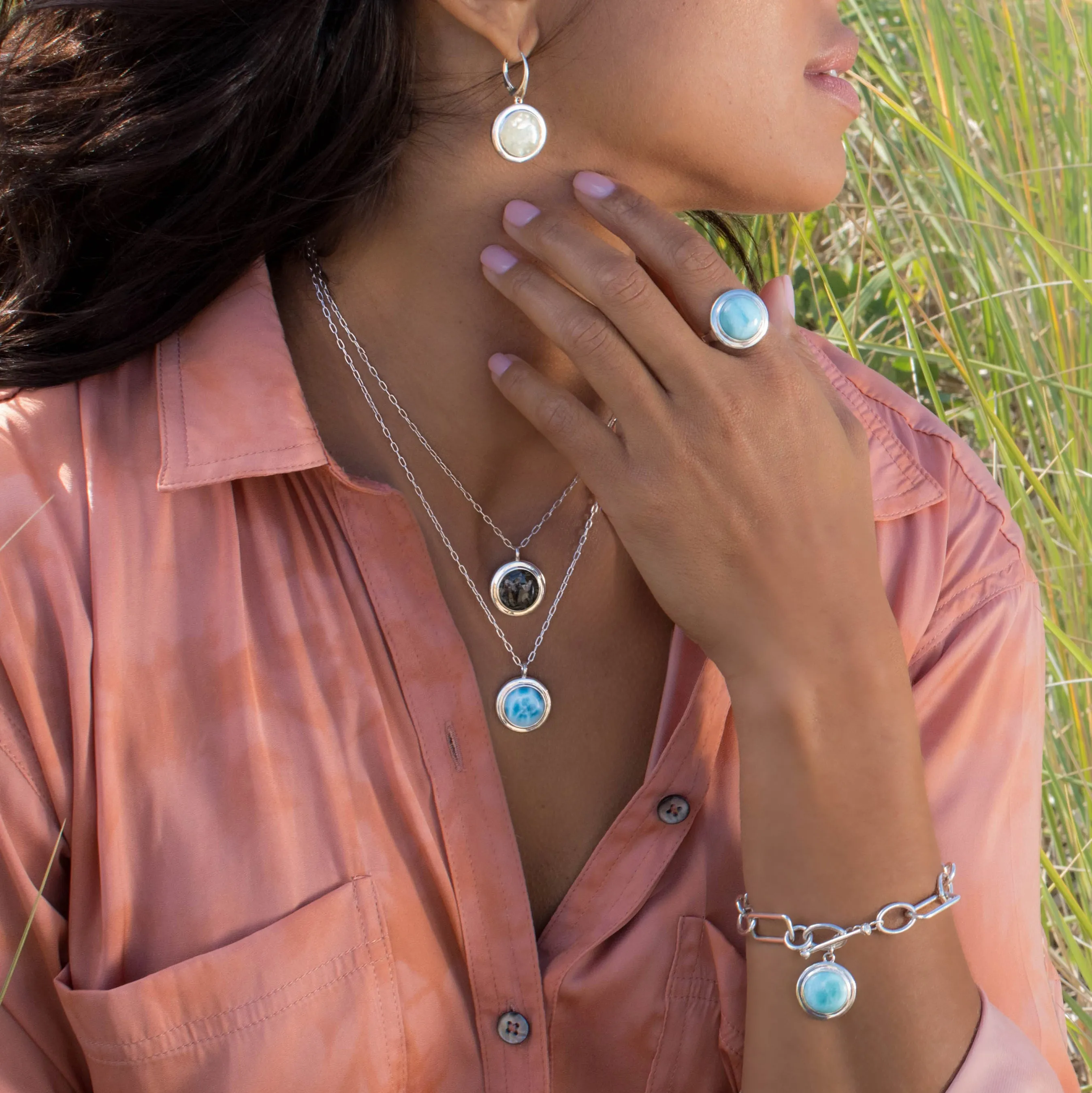 Neptune Earrings - Larimar