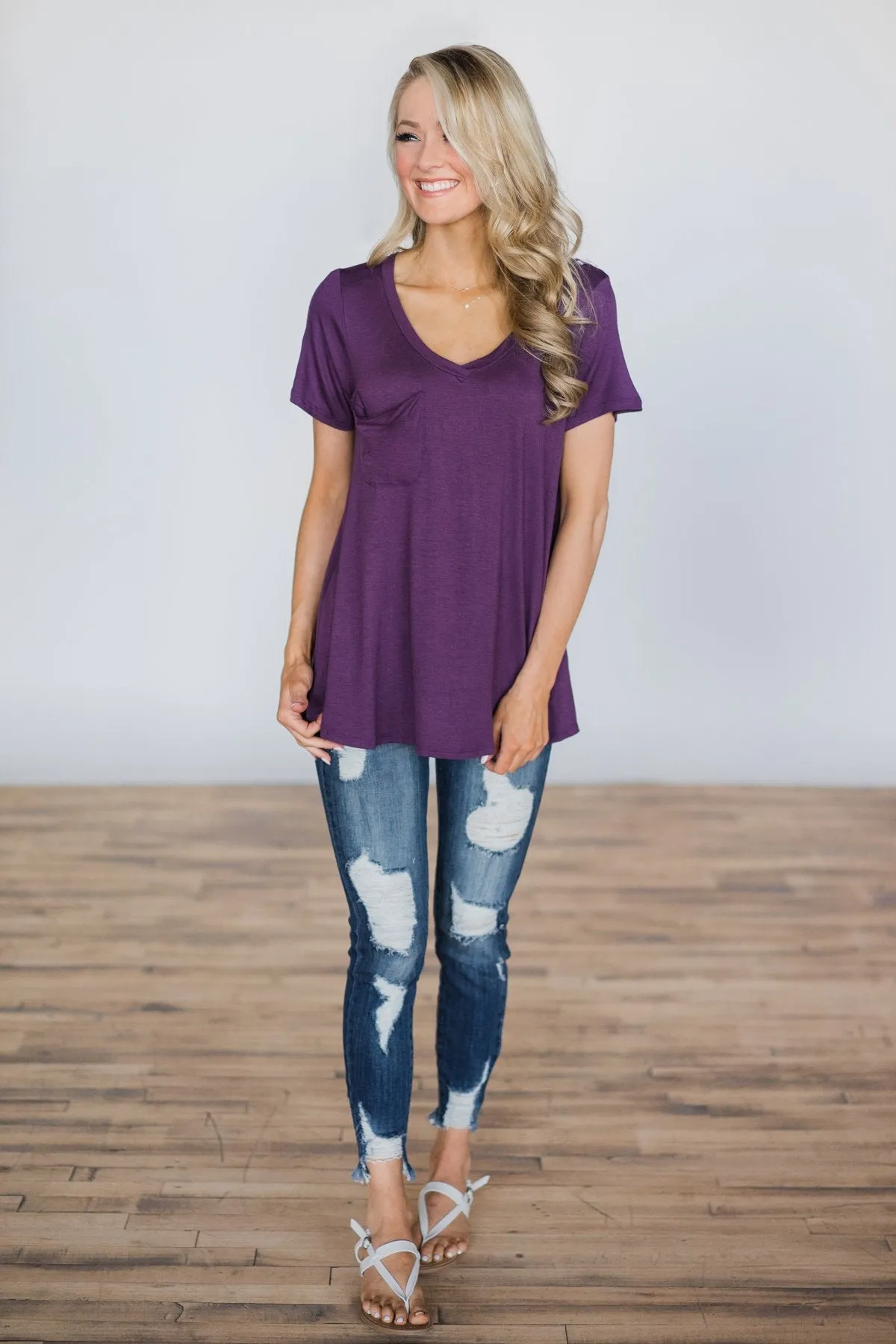 Never Enough Plum Pocket Top